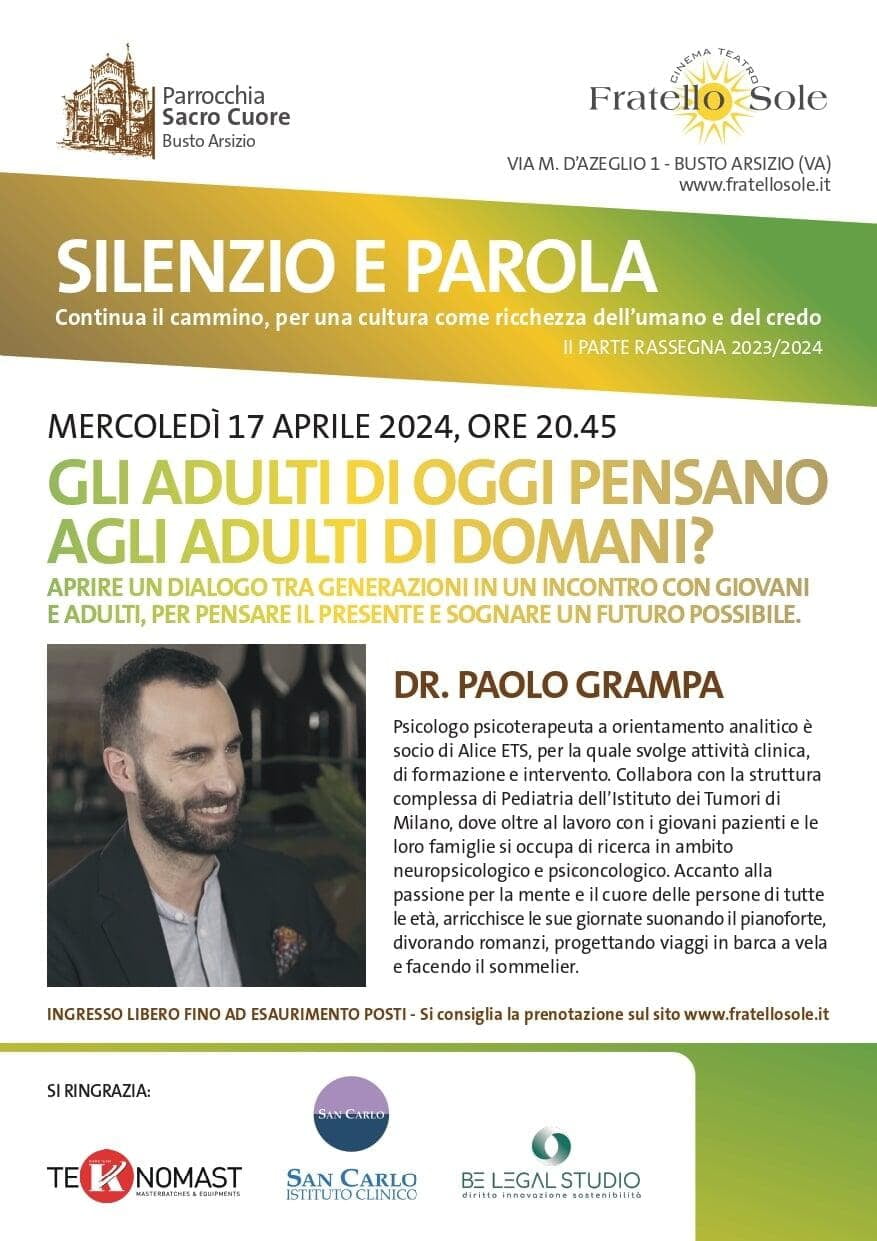 Evento culturale con Paolo Grampa - GLI ADULTI DI OGGI PENSANO AGLI ADULTI DI DOMANI?